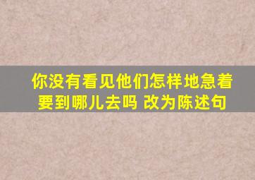 你没有看见他们怎样地急着要到哪儿去吗 改为陈述句